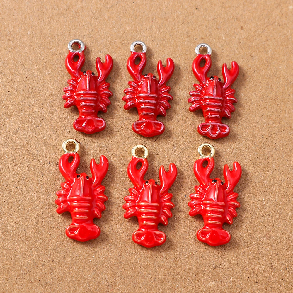 5pcs 22*11mm Enamel Lobster Charms Pendants for Jewelry Making Necklace Earrings Bracelet DIY Handmade Accessories Supplies
