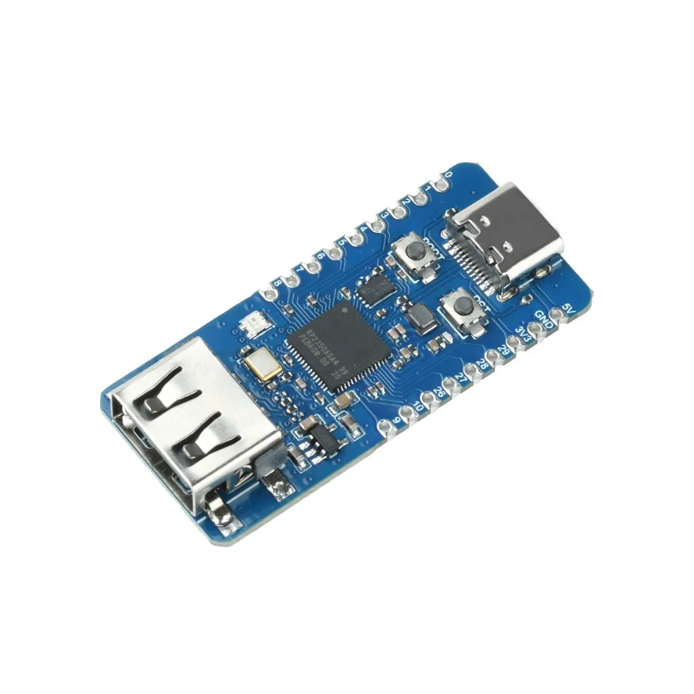 RP2350A MCU Board Type-C Powered USB-A Expansion W25Q16 Flash BOOT Reset Buttons Compact Half-hole Embedded Controller Module