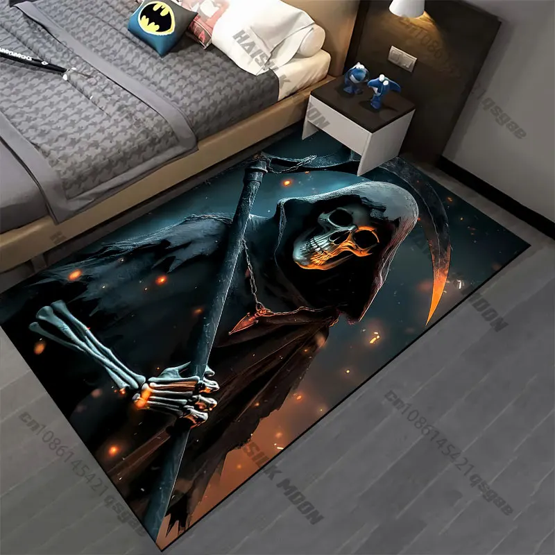 Death mystery darkness skeletal figure carpet Yoga living room room decor children's crawling mat doormat area rug