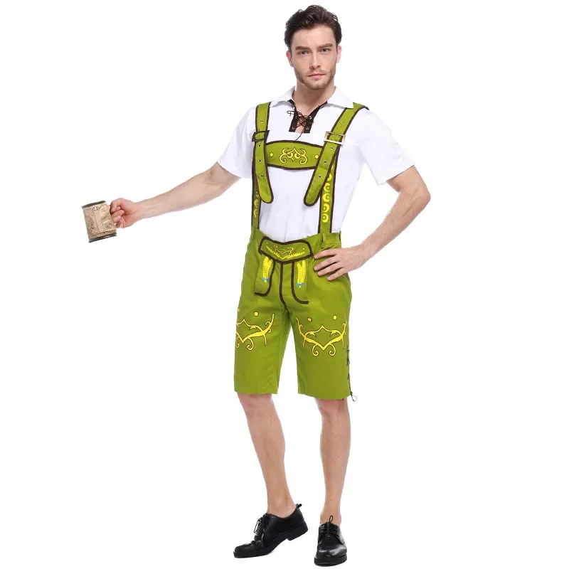 3 type German Beer Man and Women Costume Adult  Lederhosen Bavarian Octoberfest German Festival Beer Cospaly Halloween For Men