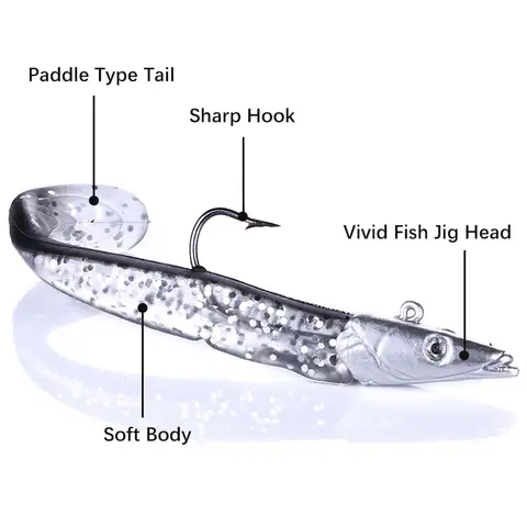 Fishing Minnow Jig Head Soft Lure 10g 19g 22g 34g Wobbler Swimbait with Hooks T Tail Pike Lures Bass Sea Fishing Tackle 1pcs