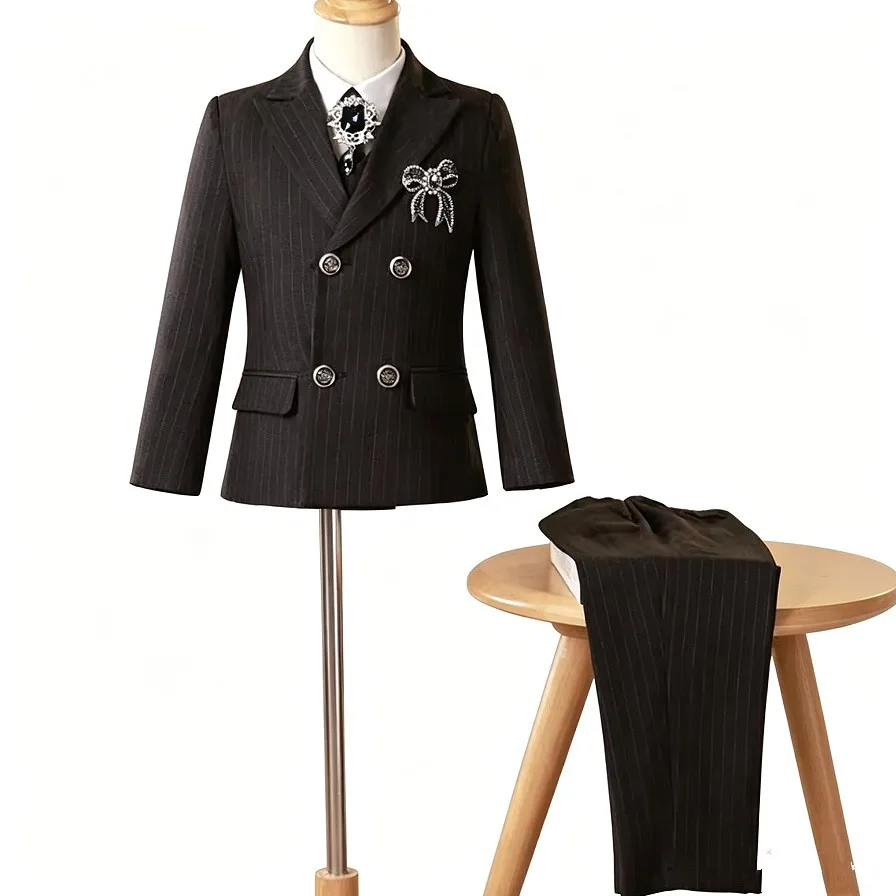 Children's Host Performance Costume Set Kids Wedding Birthday Baptism Formal Party Evening Gown Boy Blazer A3222