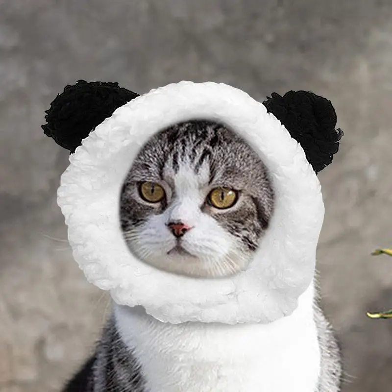 Cute Cat Costume Bear Hat Adjustable Cat Hat With Bear Ears Cute Plush Pet Hat Cat Headgear Pet Headwear Cold Weather Gear Pet