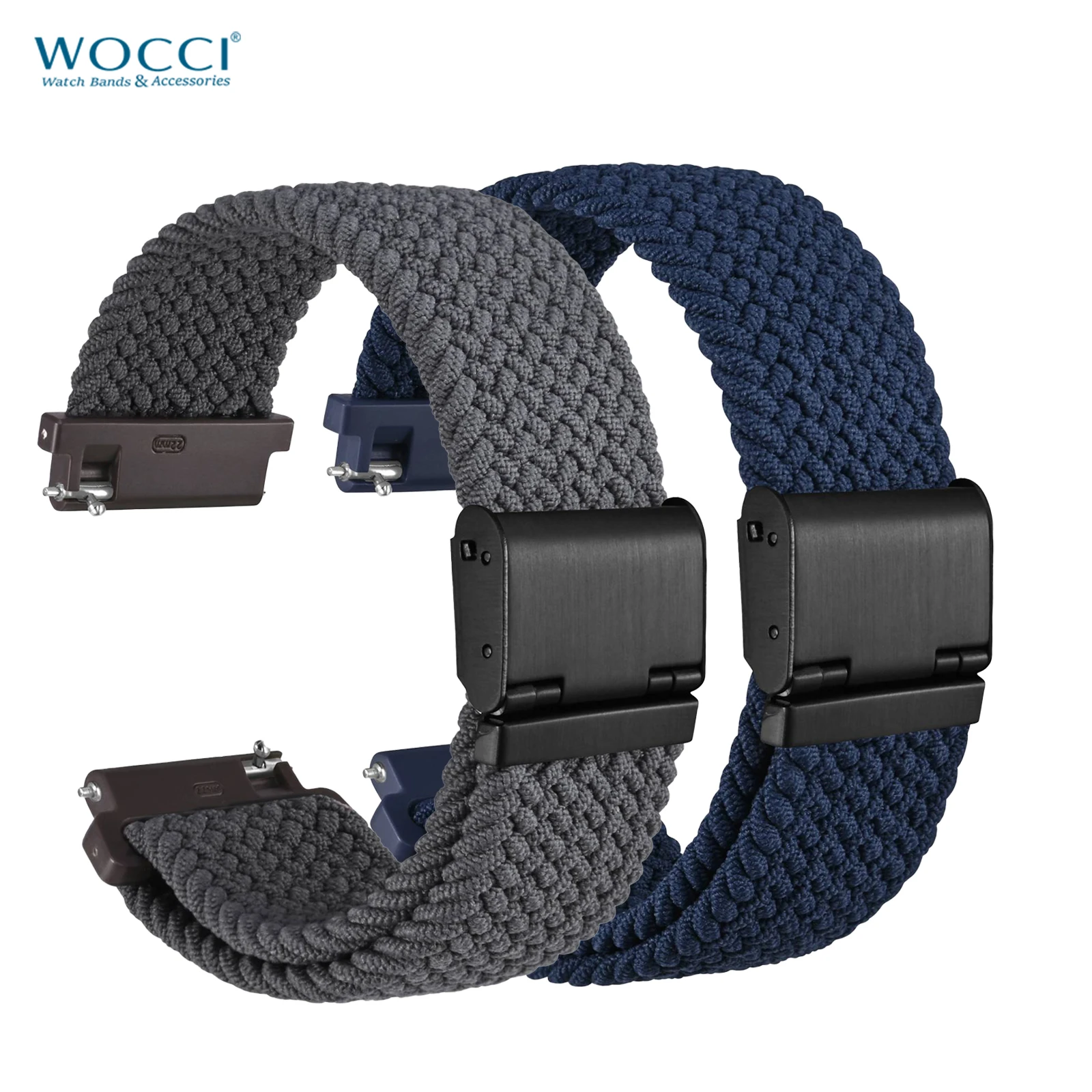 Wocci Woven Nylon Watch Band 18mm 19mm 20mm 21mm 22mm Quick Release Watchstrap Washable Bracelet for Men and Women