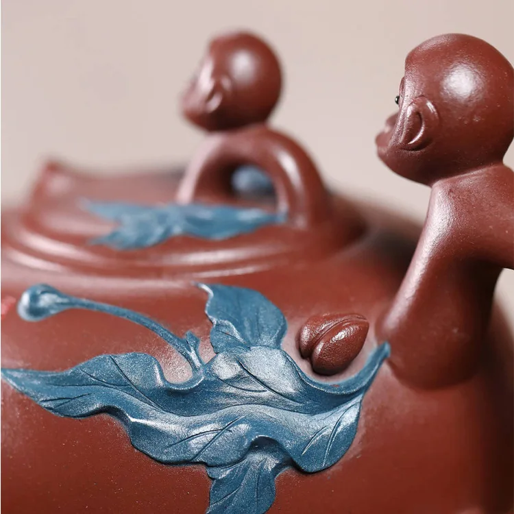 Mother-Son Affection Of Teapots Yixing Purple Clay Teapot Original Mineral Clay Hand-Carved And Decorated By Famous Artisans