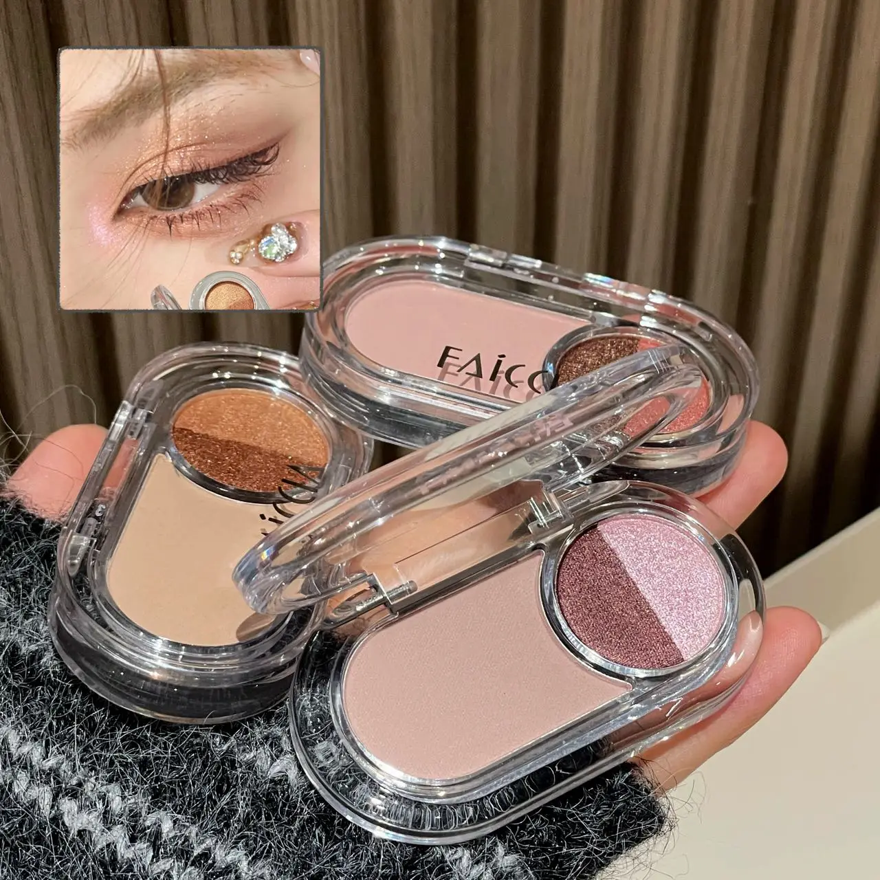 Faiccia Planet Multi Eyeshadow Palette Matte Base Double Glitter Blendable Pigment Mini Soft Daily Girly Eyes