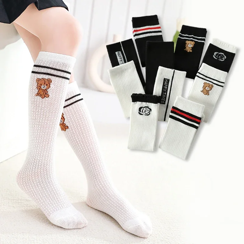 40cm Girls' Socks Summer Spring Thin Cotton Baby Summer Mosquito Proof Long Socks Student Knee Over Mesh Children's Middle Socks