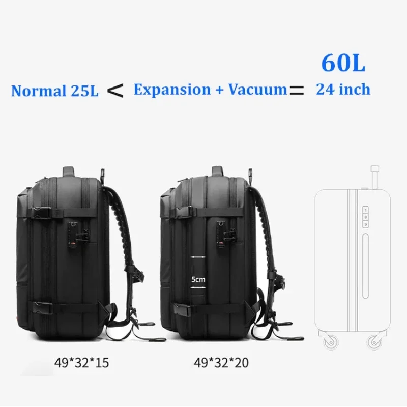 Vacuum Compression Travel Backpack Men 17 Inch Laptop Backpack Large Capacity School Backpack Outdoor Expand Business Knapsack