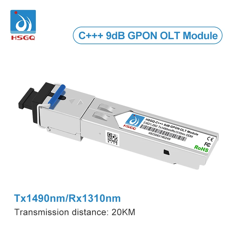 

HSGQ 2,5 Гбит/с/1,25 Гбит/с SFP Mpdule GPON OLT C+++ 7/8/9 дБ SC UPC Оптический модуль PON 1490/1310 нм Макс. расстояние 20 км Модуль приемопередатчика
