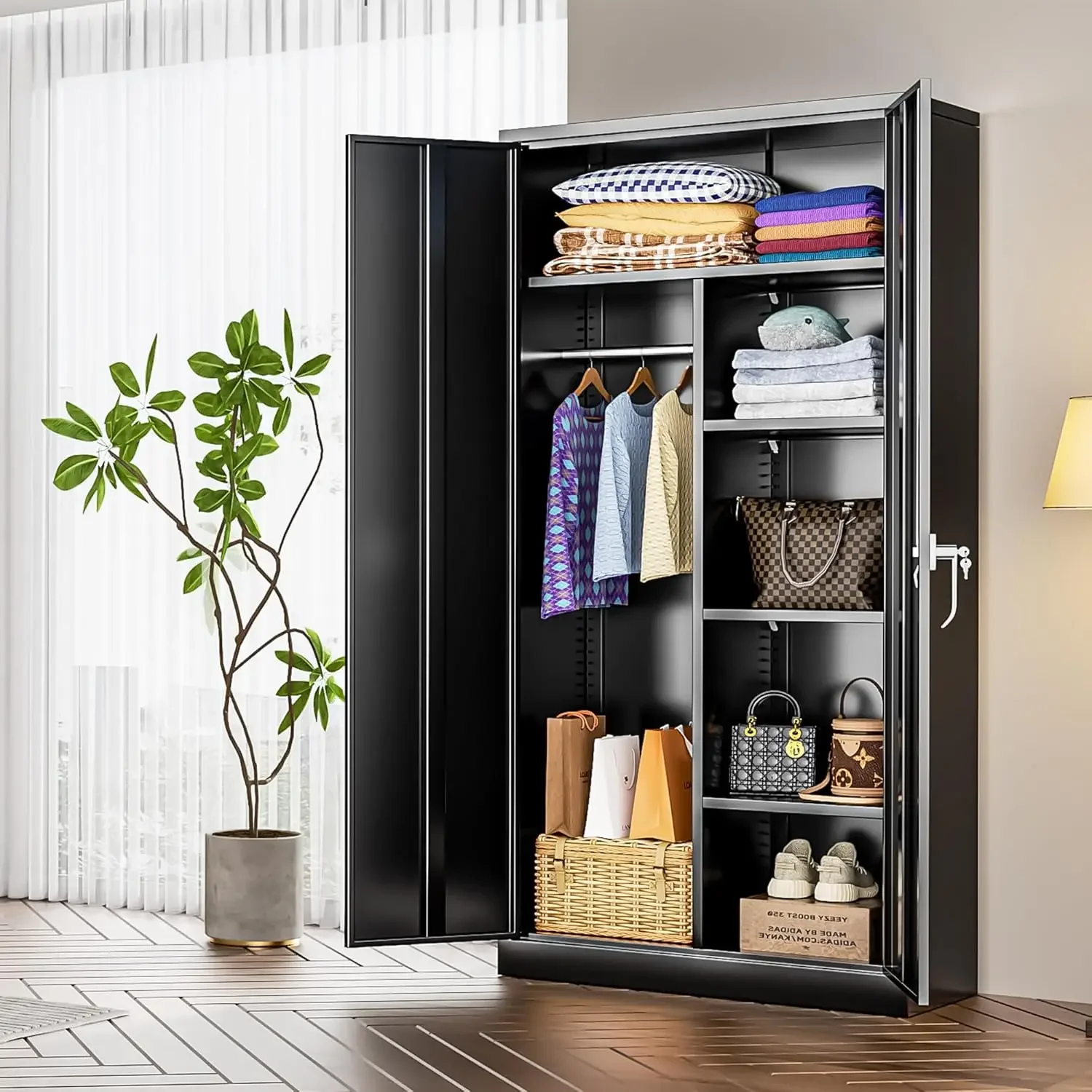 Metal Storage Cabinet with Locking Doors, 72