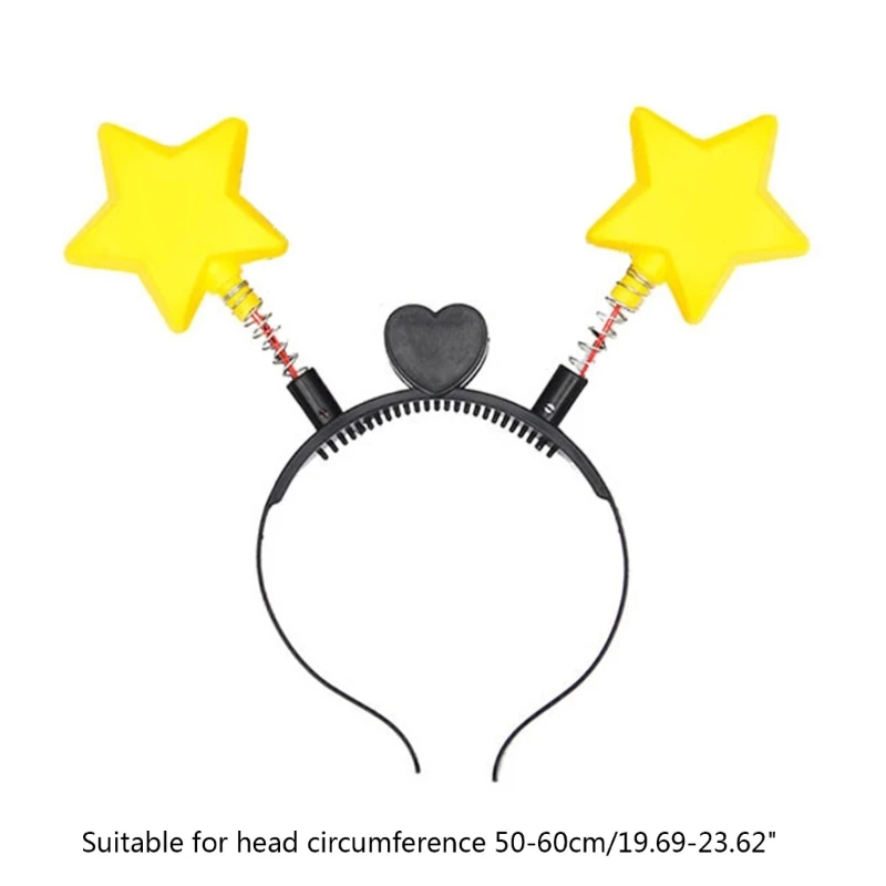 Concert Christmas Women Students Washing Face Hairband Shinning Bouncing Star Headbands LED Light Hair Hoop