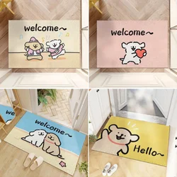 Cartoon Dog Welcome Bath Mat Super Absorbent Diatom Mud Bathroom Floor Rugs Non-slip Home Laundry Room Decor Entrance Carpets