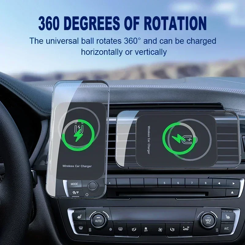 30W Phone Magnetic Wireless Car Charger Holder For Magsafe iPhone 16 15 14 13 12 Pro Max Car Charger Air Vent Clip Fast Charging