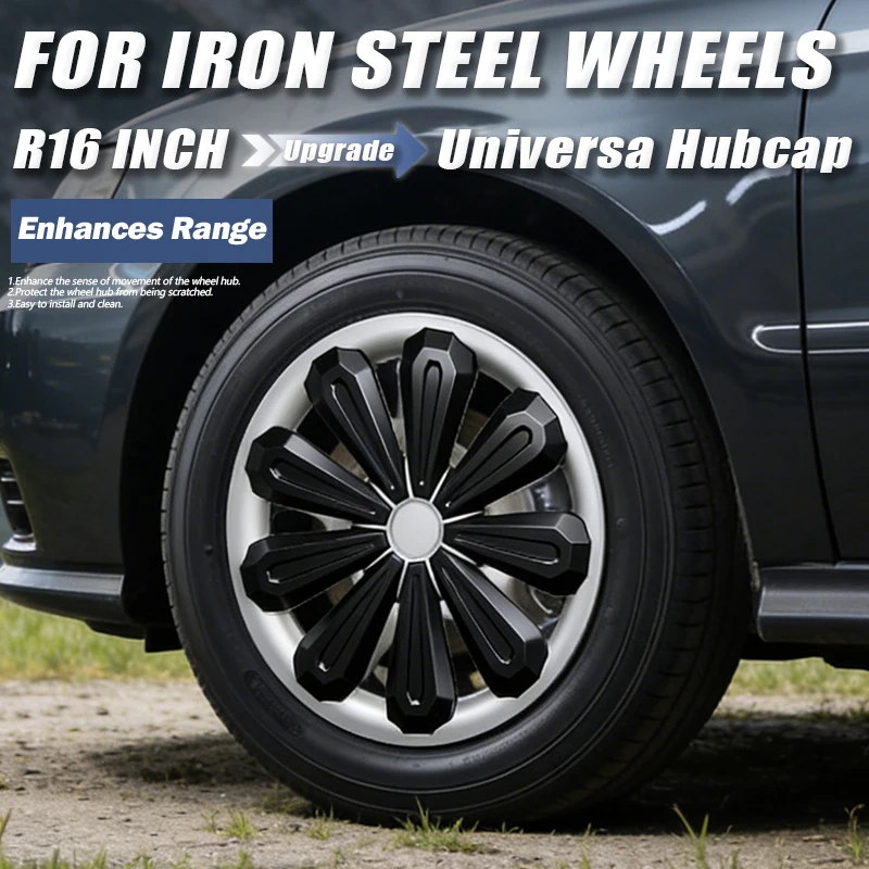 

4PCS Universal R16 Inch Wheel Cover Hubcap Replacement Wheel Rim Cover PP Material Tire Accessories Snap On SUV Truck Vehicle