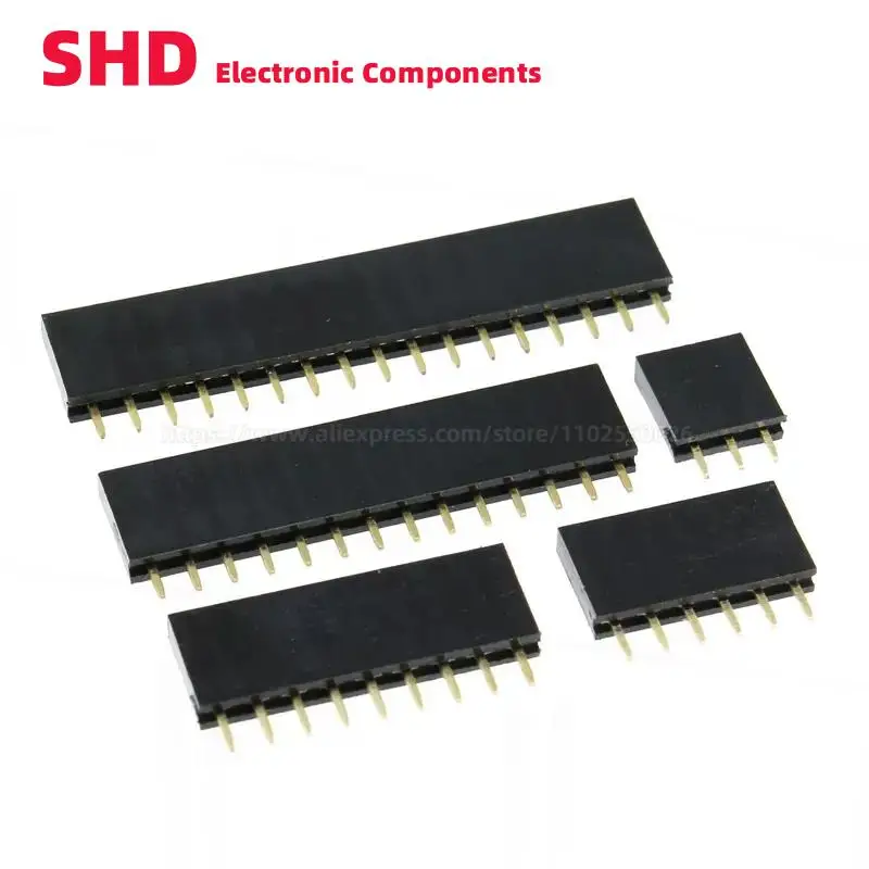 20PCS 2.54mm Black single row Female Header Connector 2P 3P 4P 5P 6P 7P 8P 9P 10P 11P 12P 13P 14P 15P 16P 18P 20P 40Pin PCB JST