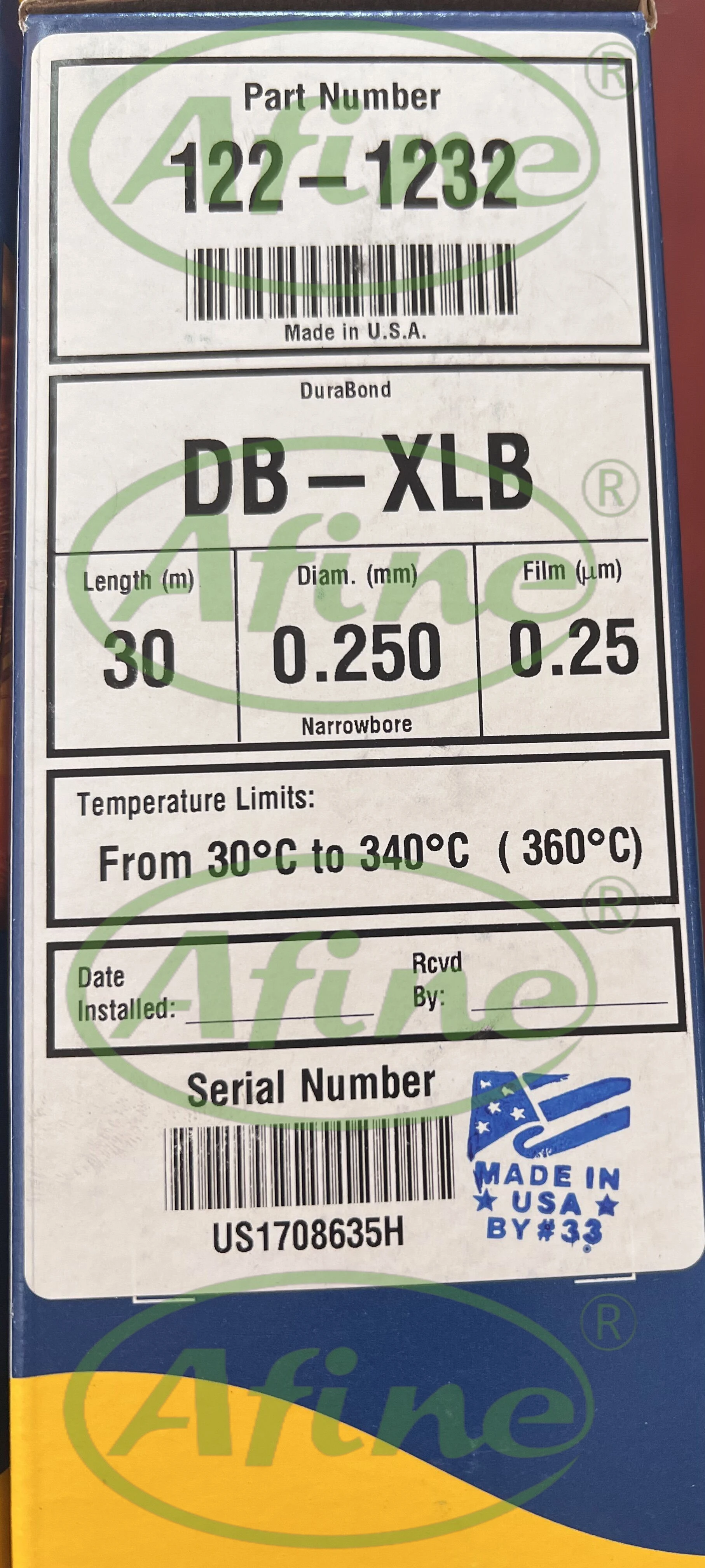 

AFINE Agilent 122-1232 J&W DB-XLB GC Column, 30m x 0.25mm x 0.25µm, 7-inch Cage