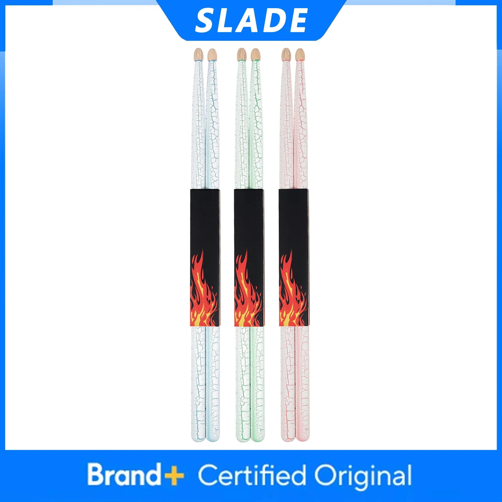 

SLADE 3 пары барабанных палочек с рисунком ледяной трещины, орех, массив дерева, 5А, барабанная палочка, детали ударных инструментов, аксессуары, зеленый/красный/синий