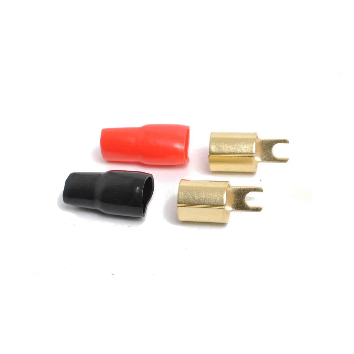

1Pair Plated 0 Gauge Spade Terminal Crimp Connectors Red Black Speaker Wire Cable Terminal Plug Crimp Connectors