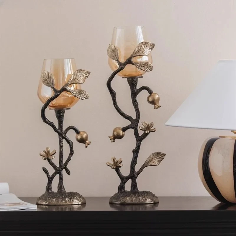 Metallic glass candle holder Living room dining table wedding decoration candle holder American retro home decor candle holders