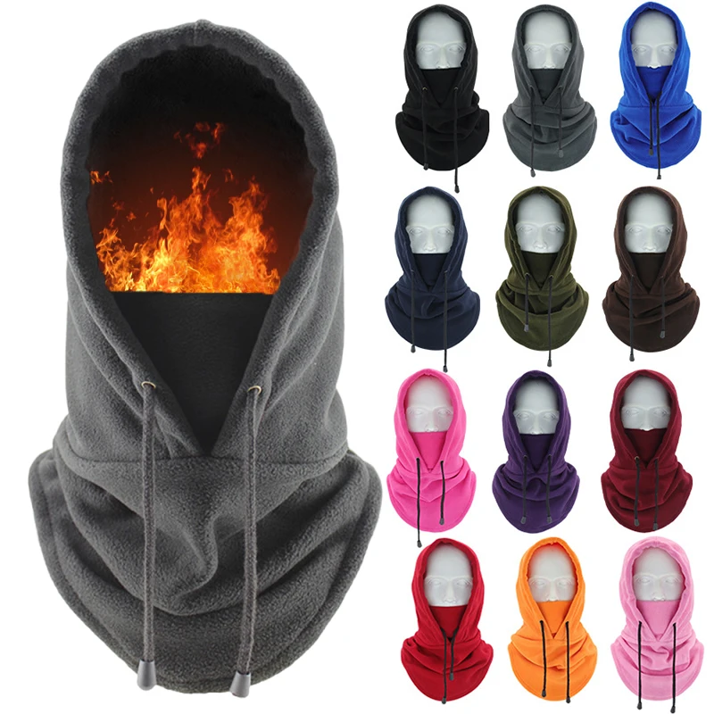 

Thermal Fleece Balaclava Winter Hat Neck Warmer Scarf Men Women Outdoor Skiing Face Mask Windproof Snood Hood Hat Cycling Cap