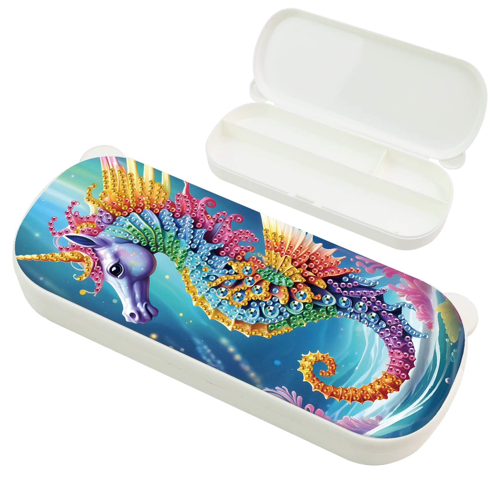 Diamond Art Painting pencil box Kits for Adults,DIY seahorse Diamond Art pencil box Case Storage Organizer for Stationery gifts
