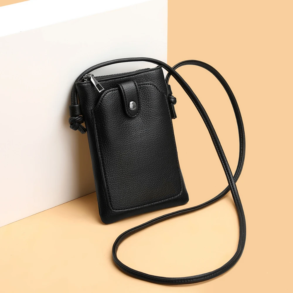 Travel Phone Bag PU Leather Pouch Crossbody Mini Shoulder Purse Solid Color Small Sling Pouch Daily Casual Fashion Lady Gift Bag