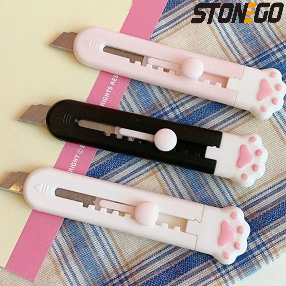 STONEGO Cute Cat Paw Utility Knife Mini Portable Paper Cutter Letter Envelope Opener Express Box Knife Box Cutter Knife