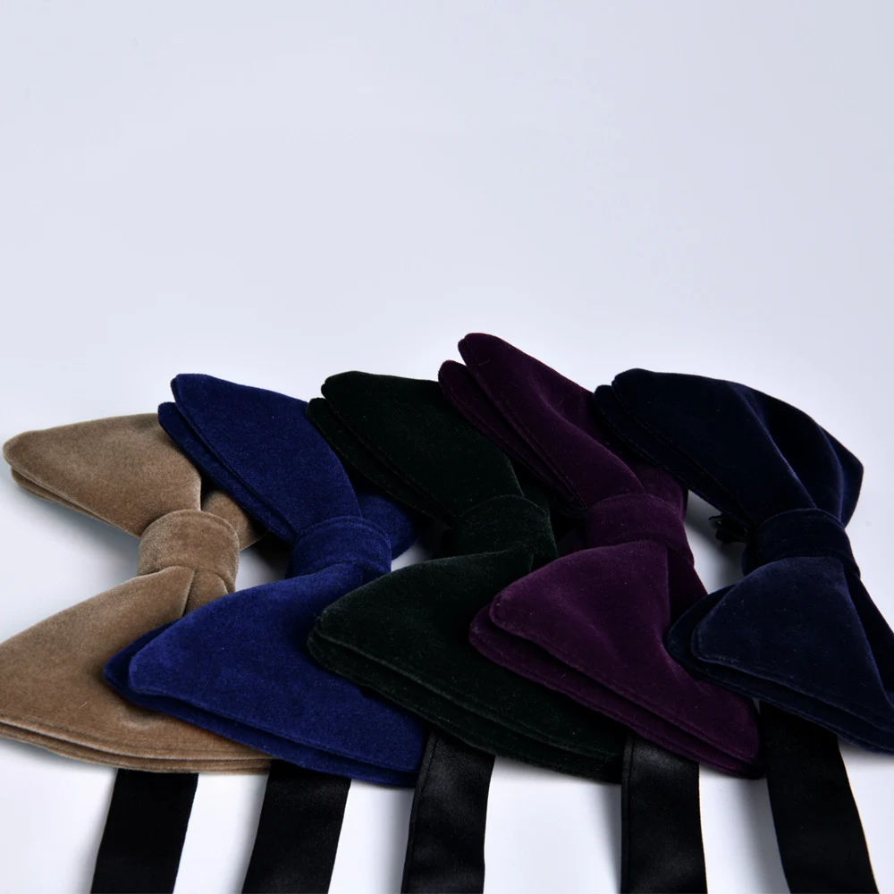 Schwarze Samt-Fliegen für Herren, verstellbar, große Schleife, Herren-Accessoires, Hemden, Fliege, blaue Schmetterlings-Krawatten für Hochzeit, Party, Krawatte – Detail 2