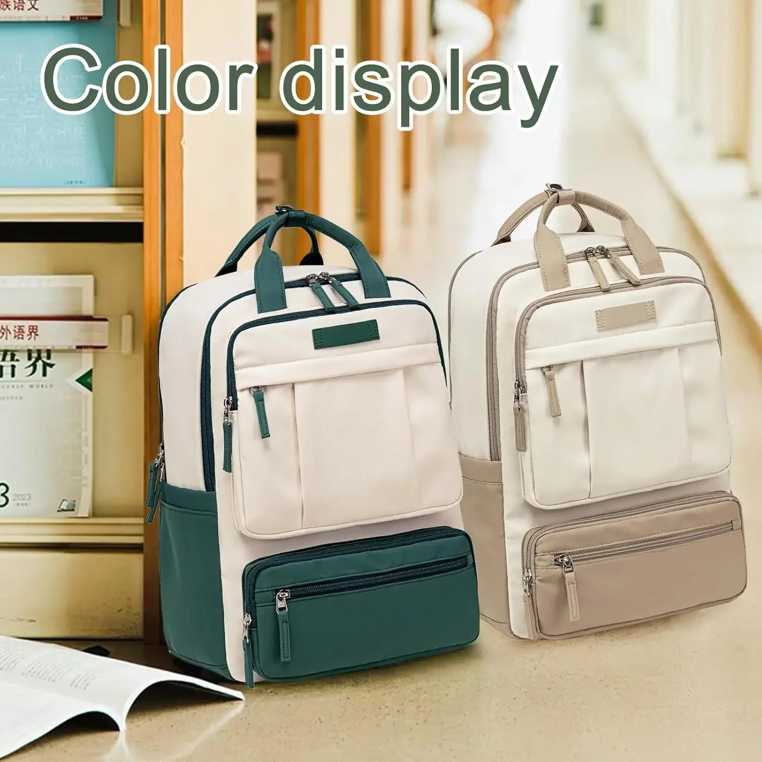 Image 7: Bluboon Sac à dos pour ordinateur portable pour femme résistant à l'eau Sac à dos de travail Voyage d'affaires Bookbag Mode Collège Cartable Convient