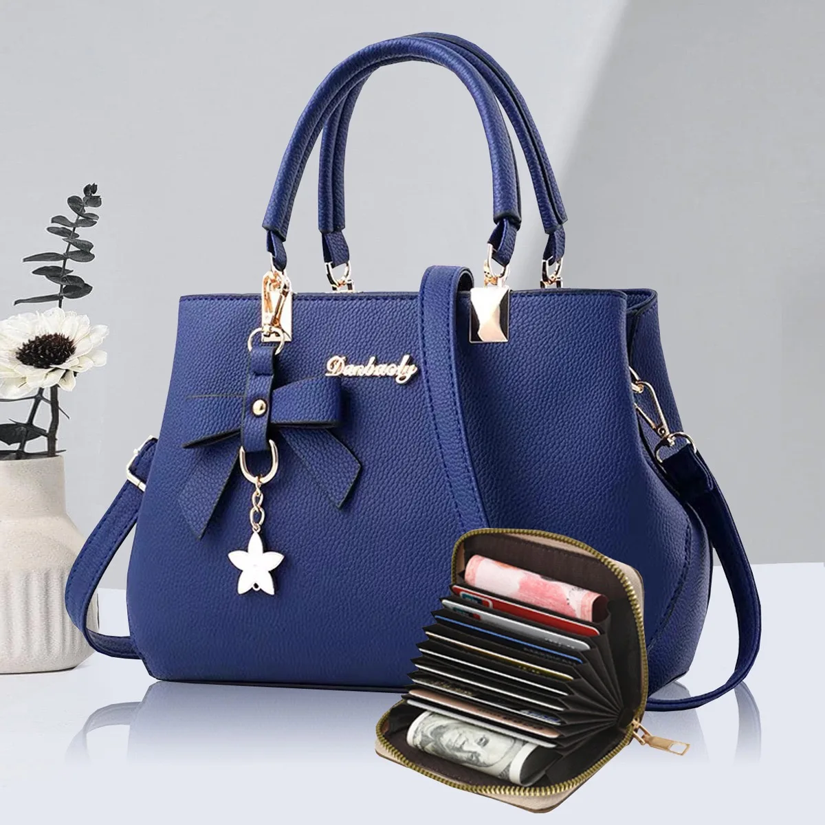 New Korean version trendy autumn and winter bow women's bag portable shoulder bag messenger bag killer bag mother bag large capa image 3