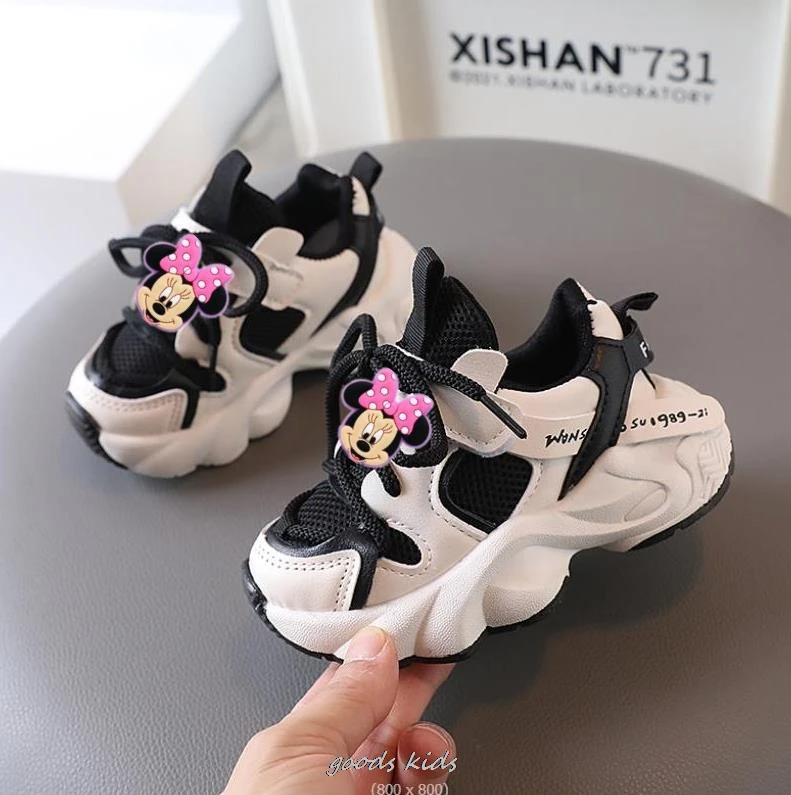 Buty Unisex buty Mickey Minnie dziecięce świetlne tenisówki białe dziewczynki chłopcy oddychający buty dla małego dziecka dzieci moda wszechstronna