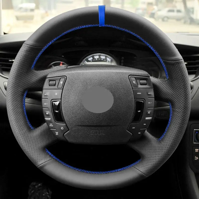 Braids on Car Steering Wheel For Citroen C5 2008 2009 2010 2011 2012 2013 2014 2015 2016 2017 Perforated Leather Cover Trim