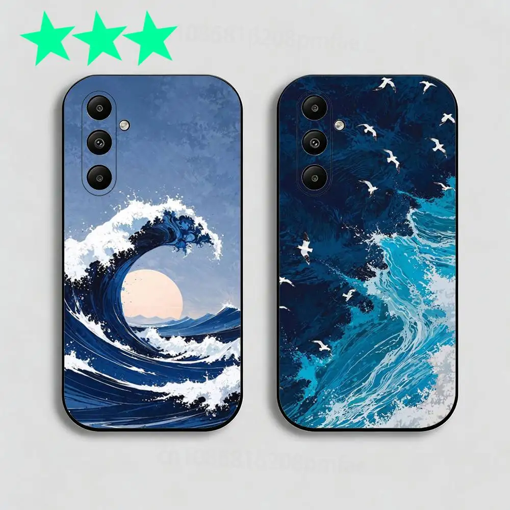 

Modern Art Wave Phone Case for Samsung Galaxy A73,23,53,33,24,72,22,52,32,54,A34 Soft Cover