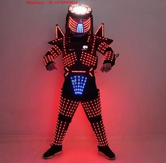 Traje de Robot Luminoso LED, Traje de Robot LED para Danza Escénica, Armadura Luminosa RGB, Espectáculo de Luces para Discoteca y Bar, Danza Mecánica LED