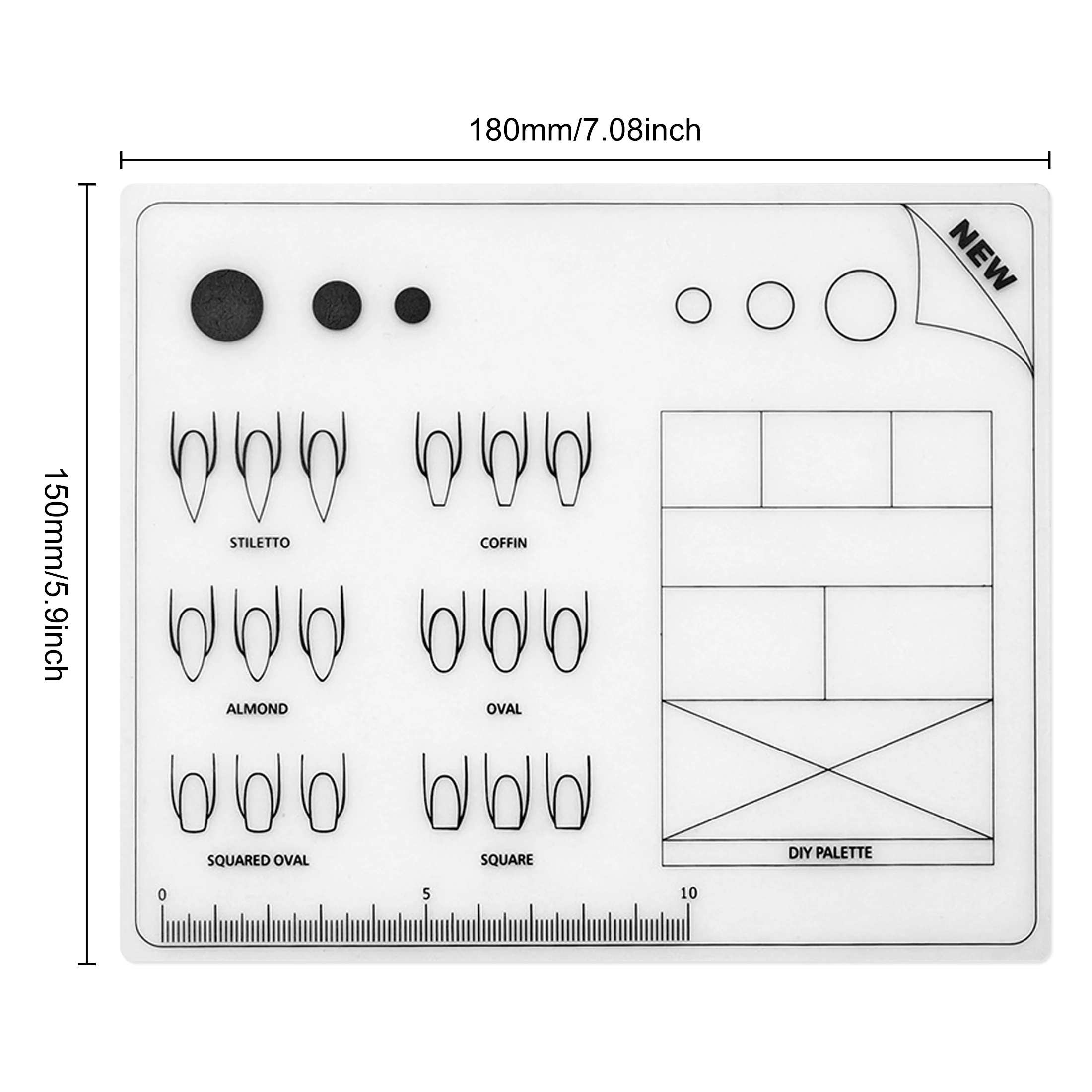 Plantilla para uñas, herramienta de aprendizaje para aplicación de uñas, almohadilla de exhibición de silicona para decoración de uñas, alfombrilla para mesa, calcomanías, hojas de práctica de entrenamiento