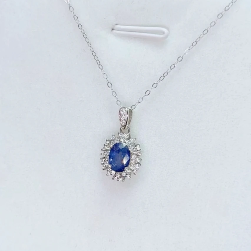 

Серебряный кулон 925 пробы с синим сапфиром 4х6 мм, 0.5 карата, натуральный сапфировый кулон-подвеска с сертификатом, подарок для женщин