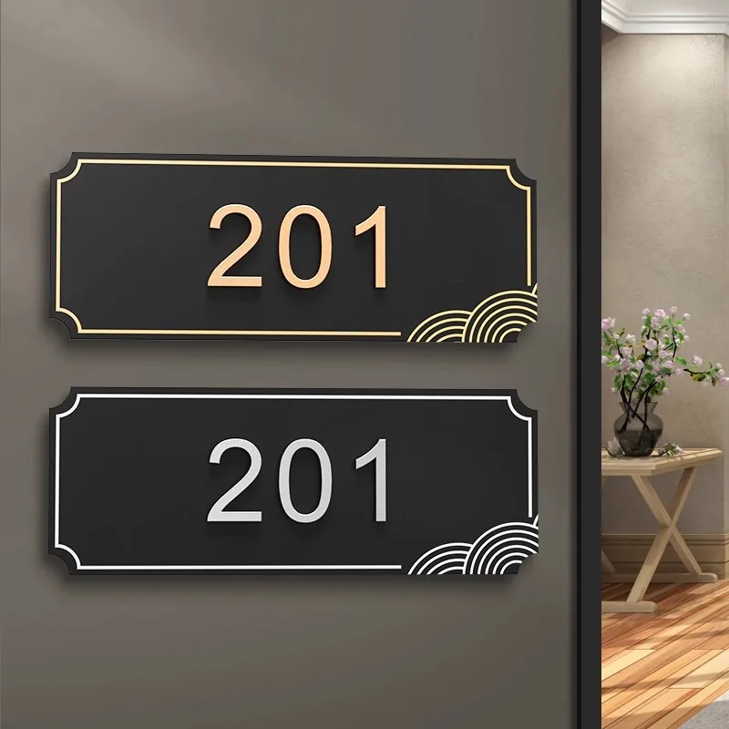 الاكريليك الحديثة لوحة الباب متجر تسجيل مع ملصق مخصص رقم المنزل لمكتب فندق شقة مطعم لوحة ديكور المنزل #3