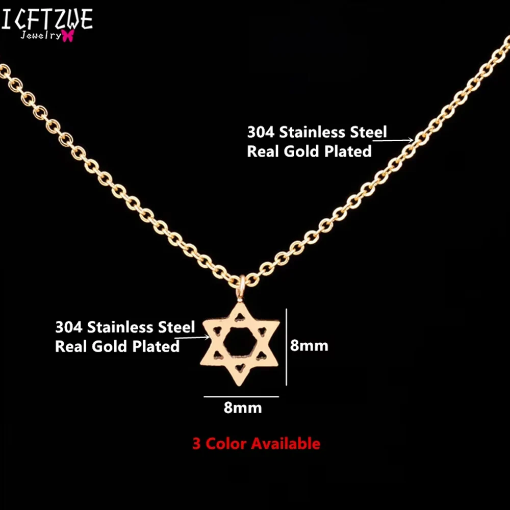 الخماسي المعلقات القلائد للنساء الذهب اللون الفولاذ المقاوم للصدأ سلسلة نجمة داود المختنق قلادة المجوهرات اليهودية Collare