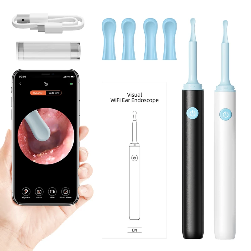 Ear Cleaner with Camera 3.5mm 1080P HD Smart Visual Ear Sticks Endoscope Ear Wax Removal Tool for iPhone Android Health Care