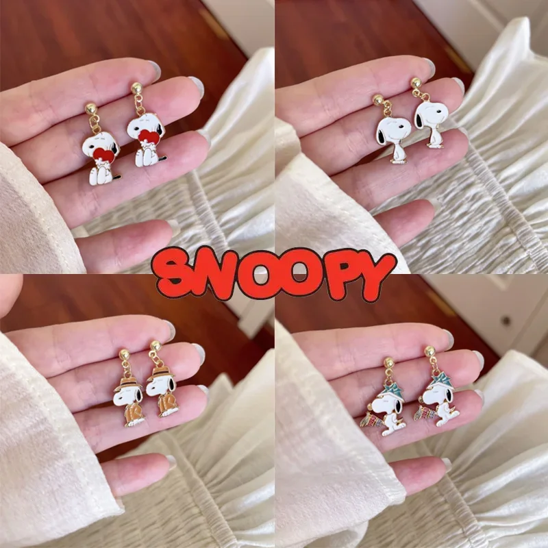 Cute Snoopy Earrings Women Fashion Personality Earring Creative Simple Metal Ear Jewelry Girls Kawaii Accessories Gifts