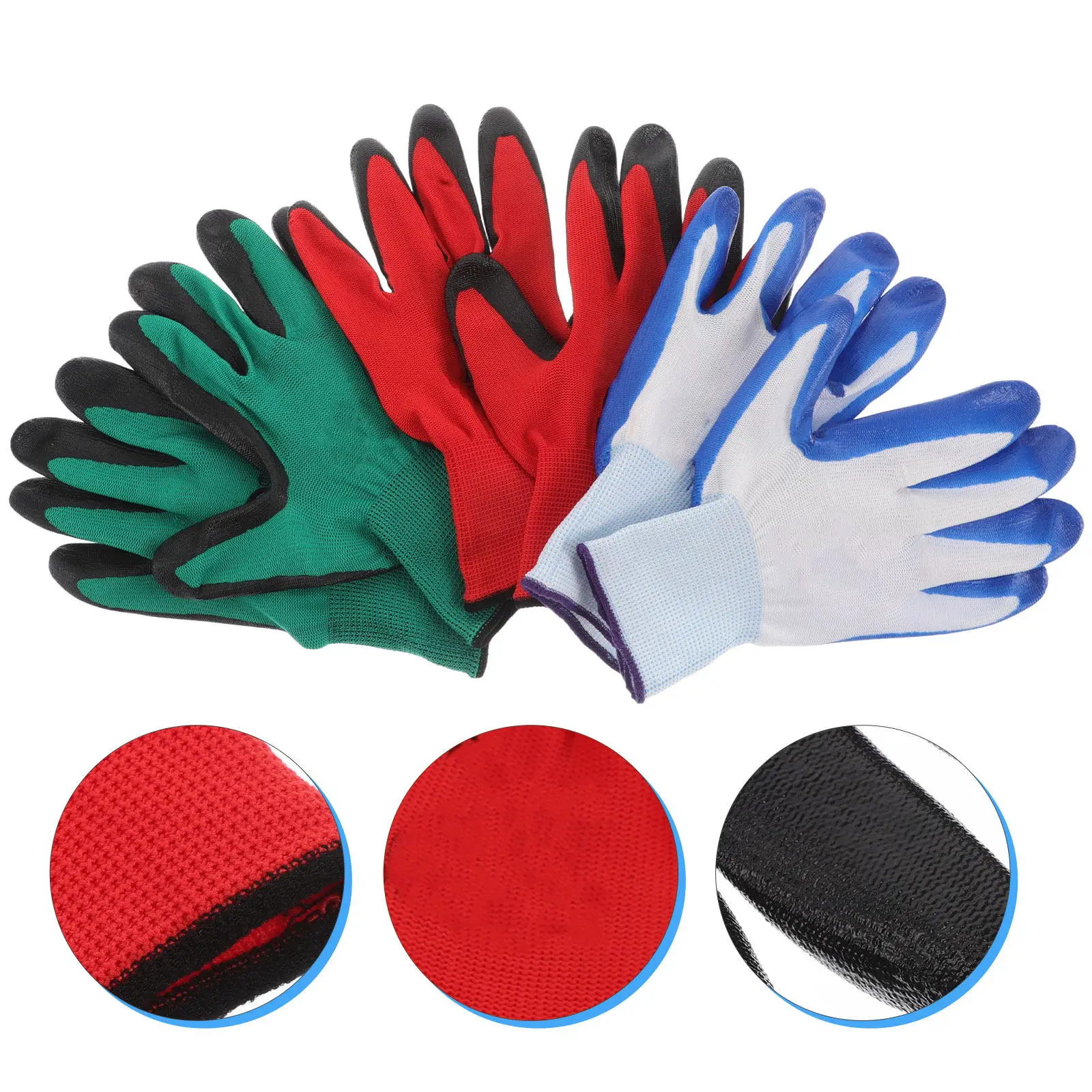 

3Pairs Garden Gloves Bulk Heavy Duty Breathable Nitrile Coated Rubber Work Gloves for Men Women Comfortable Grip Gardening