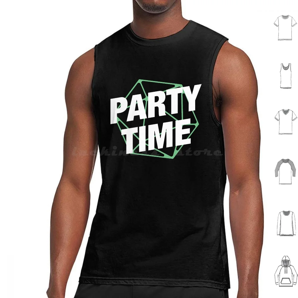 Party Time With D20 Dice Tank Tops Vest Sleeveless And Dnd D And D D D Pathfinder Party Time Neon D20 Dice Master Dm