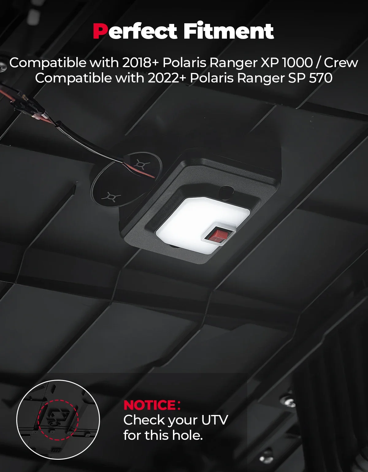 KEMIMOTO UTV luce LED interna compatibile con Polaris Ranger SP 570 2022-2024 Ranger XP 1000 2018-2024 luce aerea #2889159