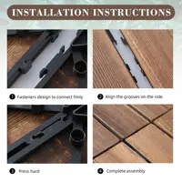 30Pcs Anti corrosion wood flooring, outdoor carbonized wood flooring, balcony, household courtyard flooring, splicing waterproof 3