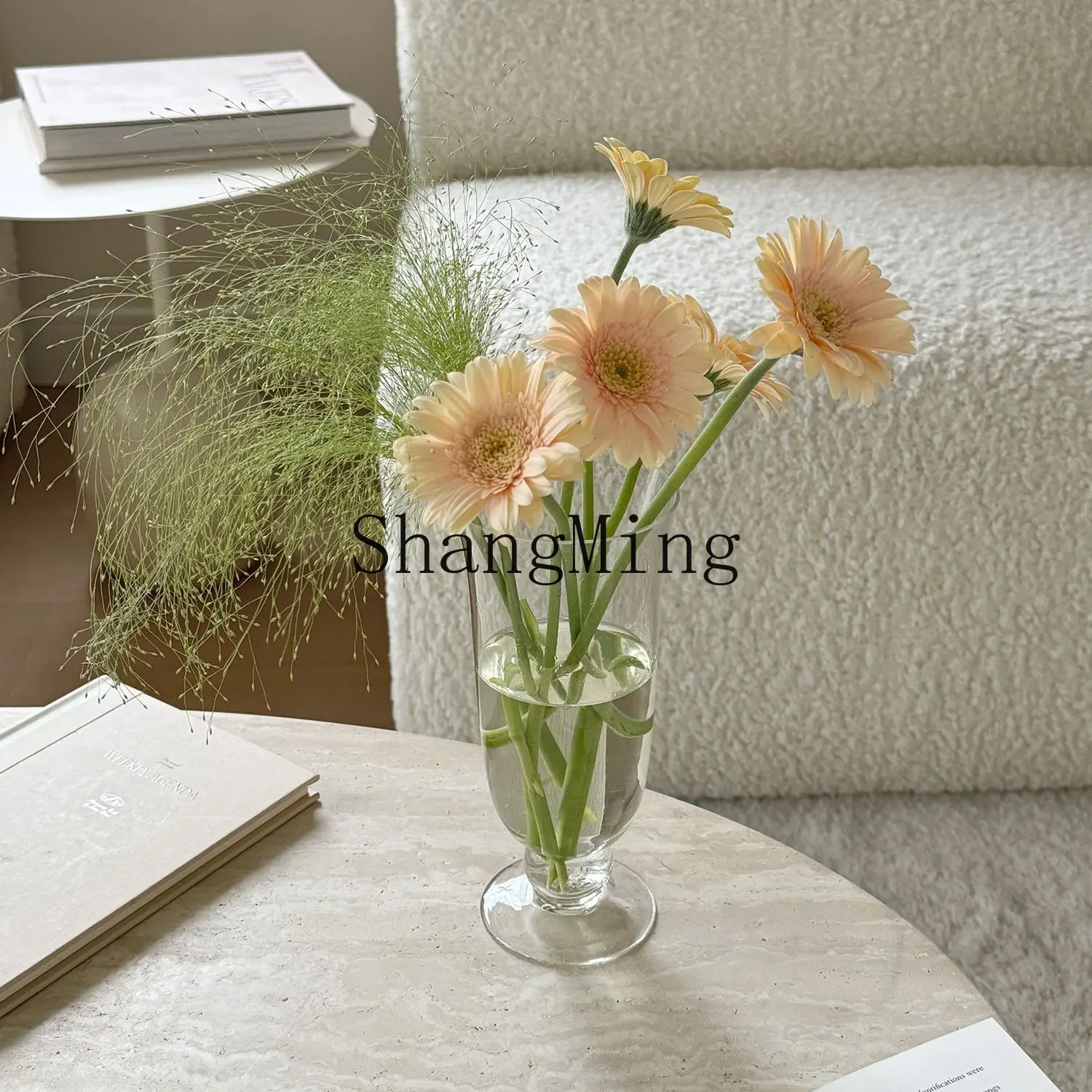 

CL Simple Glass Vase Flower Arrangement Ornament High-end Niche Living Room Ornament Vase Glass Transparent