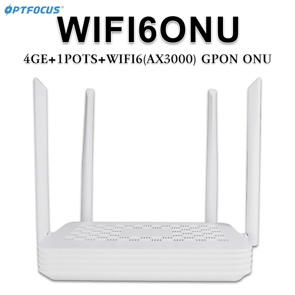 OPTFOCUS WIFI6 GPON ONU 4GE 1TEL AX3000M Brand New Original ONT APC UPC Compatible with All Brands of OLT Free Shipping