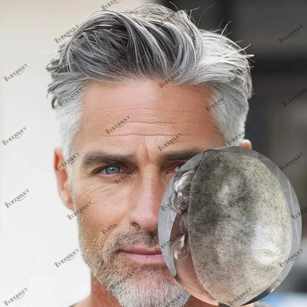 

Мужская замена седых волос 1B65 1B80, самая дешевая основа для кожи, супер прочный протез из человеческих волос, парик, натуральные волосы, шиньоны