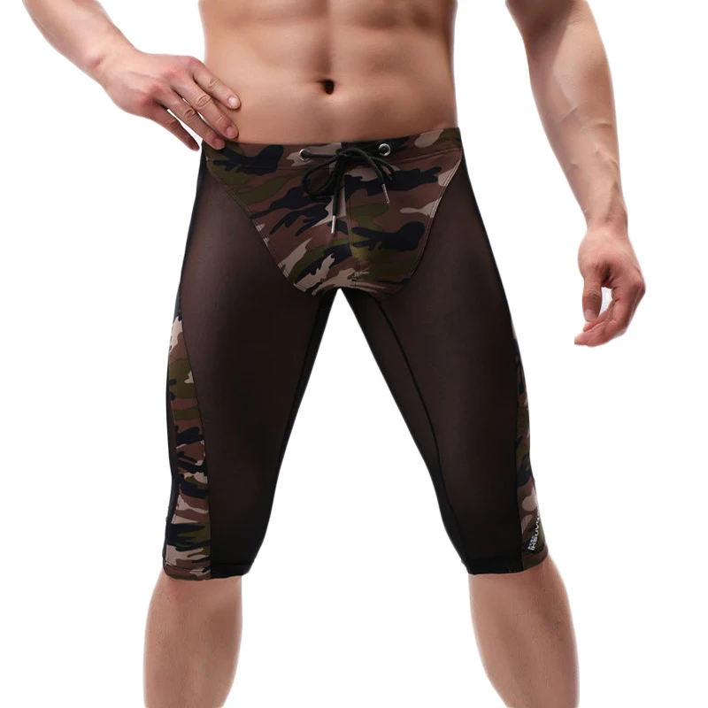 Summer Men Sleep Bottoms Ice Silky Pajama Pants Casual Sexy Sleep Bottom Tight Short Pants Underwear Homewear Pajamas Men