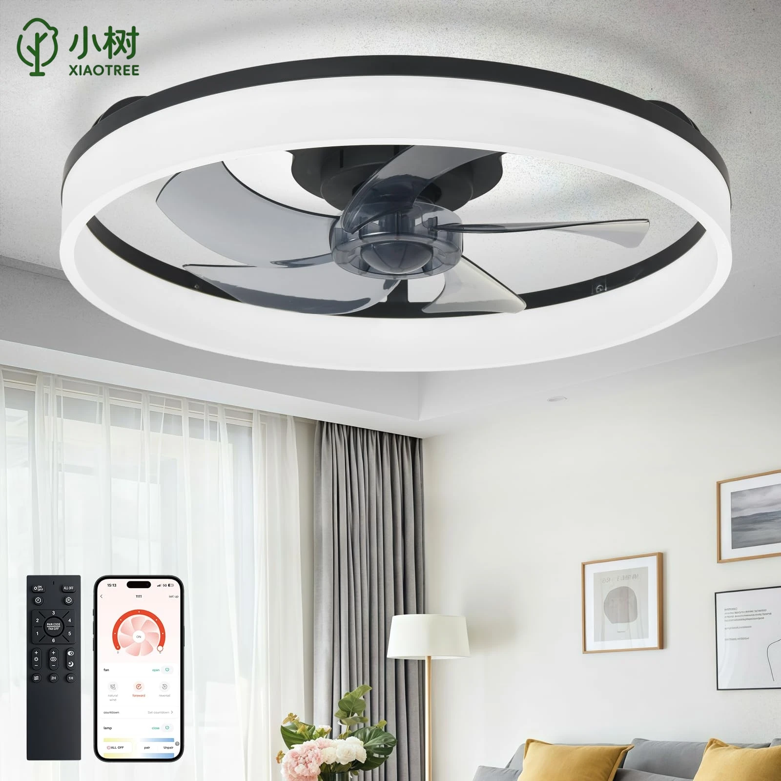 

Simple LED Ceiling Fan Light Remote Control with Infinite Dimming 6 Levels of Wind Speed ​​Living Room Bedroom Chandelier Fan