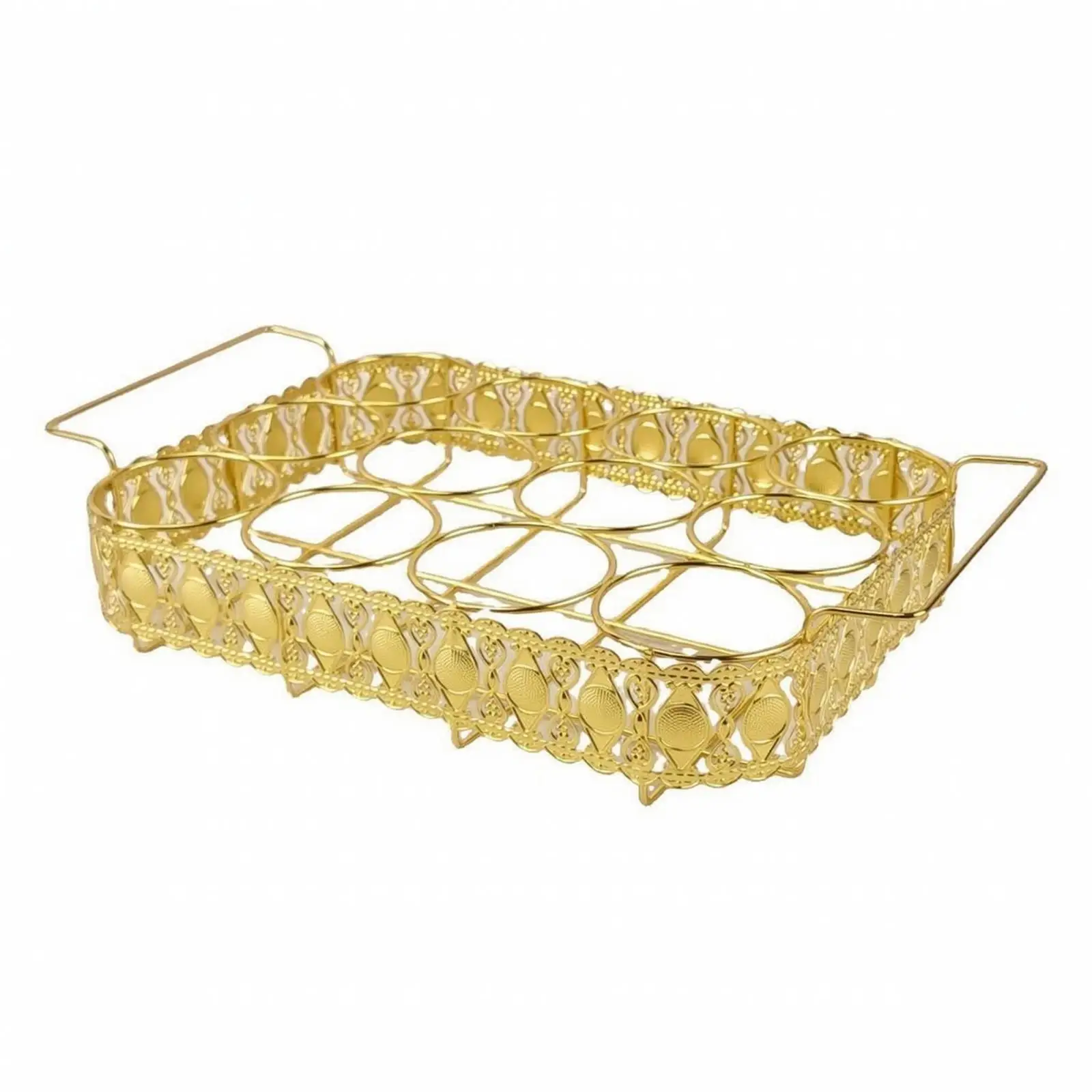 Gold-Finish Iron Beverage Serving Tray with Can Holder Portable for Home Entertaining, Lounges, Sing-Along Venues Venues